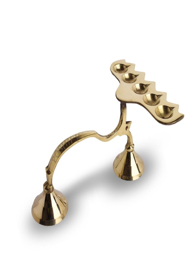 POSHIFY Panch Diya - Traditional Indian Handcrafted Brass Five-Lamp Holder for Puja, Spiritual Practices, Home Decor, Festival Celebrations, and Daily Worship Rituals - Image 1